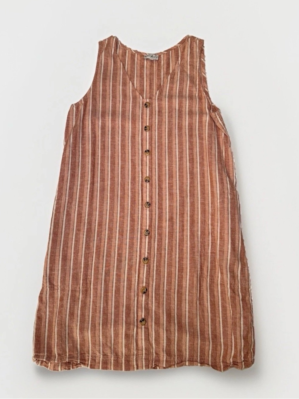 Women's Sleeveless Striped Dress Wanderly Button Front Dress With Pockets Size M